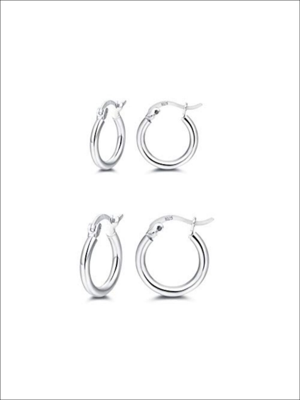 Small 925 Sterling Silver Hoop Earrings 14K White Gold Plated Hypoallergenic